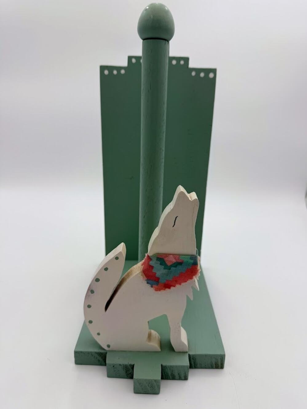 Southwestern Coyote Paper Towel Holder Wooden Kitchen Countertop Stand